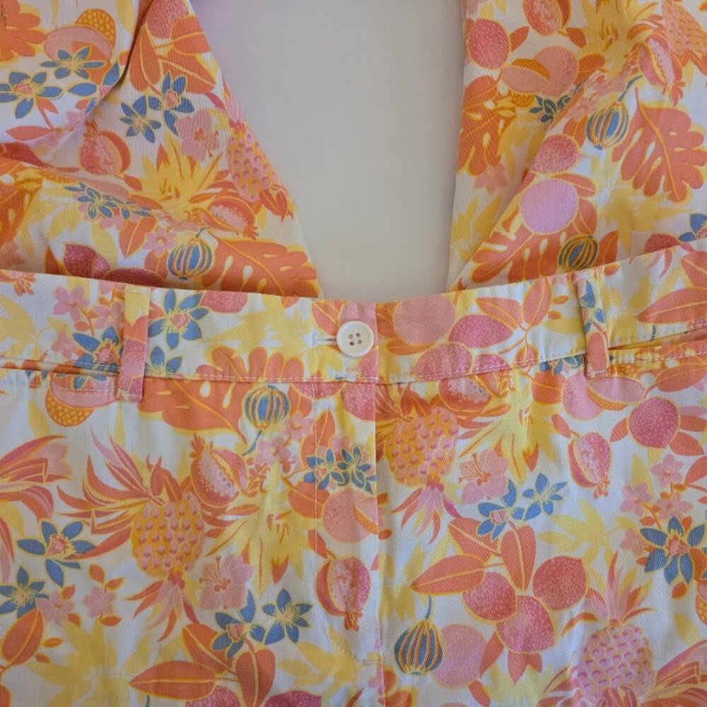 Talbots perfect crop cotton tropical print pants Size 6
